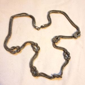 Vintage Long Silver Knot Necklace.
